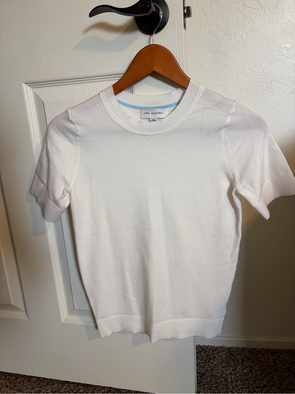 White Short-Sleeve Knit Top